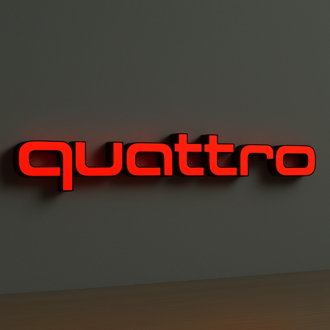 Audi Quattro LED Light Box – Illuminated Logo Lettering Display